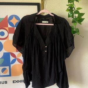 We The Free Black Buttoned Blouse